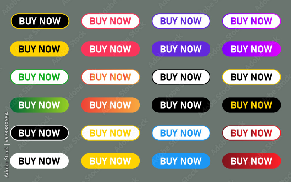 Poster buy now buttons collection for website interface colorful gradient sign symbol gradient buttons icon