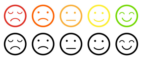 Emoji feedback icon set rating happy neutral sad emoji emotions icons customer satisfaction smiley good bad medium ace reaction colorful servicesymbol sign