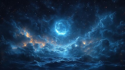 Fototapeta premium Moonlit clouds in a night sky