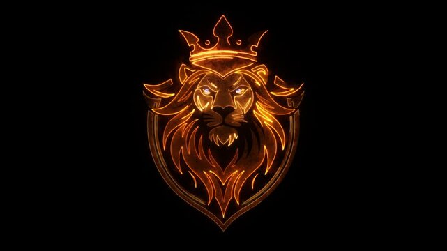 Lion King Animated Neon Logo with Reveal Effect - Overlay Graphic Element