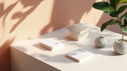 Stationery Flatlay Minimal Business Card Mockup