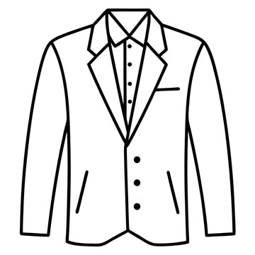 black and white suit jacket outline clip art preview
