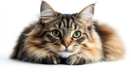 isolated russian cat on white background perfect for pet photography or showcasing the breed's distinctive features in a minimalist style