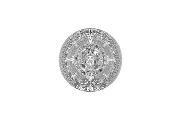 black mayan calendar aztec shield on white background