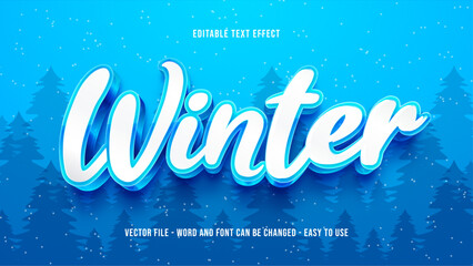 Winter editable text effect, snow text style effect