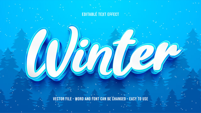 Winter editable text effect, snow text style effect