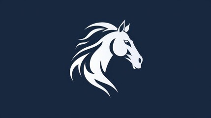 Stylized white horse head logo on a dark blue background