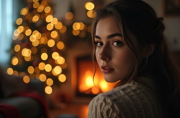 девушка в новогоднюю ночь 