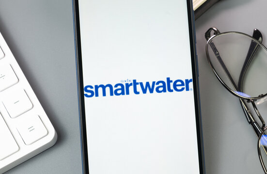 New York, USA - 30 August 2024: smartwater Logo on Phone Screen, Company Icon on Display