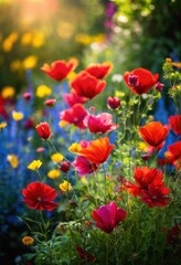 Obraz premium luminous floral arrangements showcasing vibrant colors open spaces abundant natural light, flowers, blooms, petals, design, beauty, nature, garden, decor