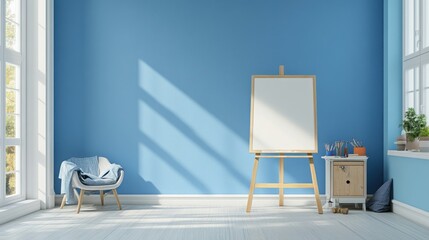 Fototapeta premium Bright and Cosy Children's Room with Playful Decor and Blue Tones