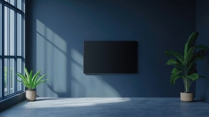 Modern Living Room Interior with Smart TV and Minimalist Furniture Design