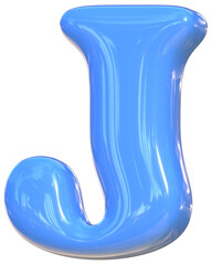 J cute 3D alphabet kawaii and colorful letters