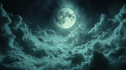 Moonlit clouds in a night sky