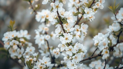 Obraz premium Spring Flowers of White Cherry Blossom Tree