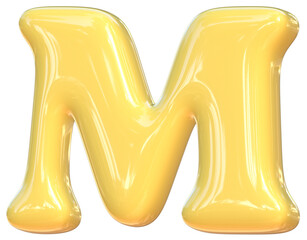 M cute 3D alphabet kawaii and colorful letters