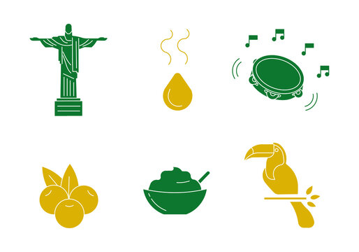 Illustration Brazil Christ the Redeemer Cristo Redentor Tucano a&ccedil;a&iacute; coxinha pandeito and samba. See more on our profile