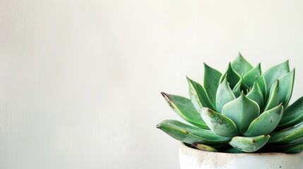 Fototapeta premium Succulent potted plant on white backdrop with natural light Creative nature scene with selective focus Ample space for text