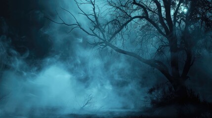 Spooky Halloween background with dramatic smoke or fog effect