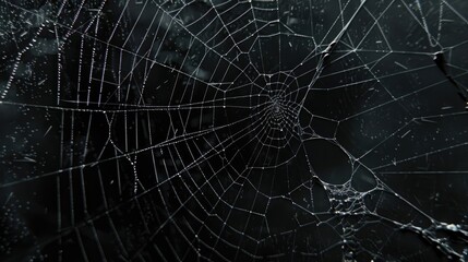 Obraz premium Spiderweb on a dark backdrop