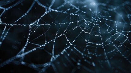 Spiderweb on a dark backdrop