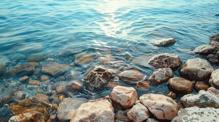 Stone shore background in the adjacent sea water