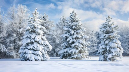 Naklejka premium Snow covered trees in a winter setting