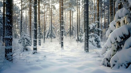 Snow covered forest in winter