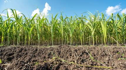 Sugarcane growth on soil and Height measurement