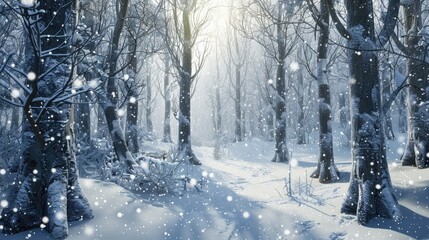 Naklejka premium Snow covered winter woods