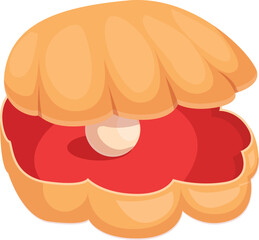 Open shell is holding a beautiful white pearl inside on a white background