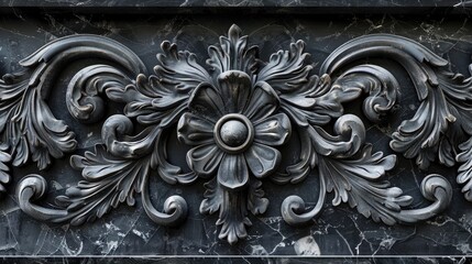 Stone decoration isolated on black with clipping path