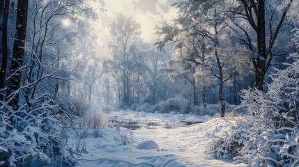 Snow covered forest in winter