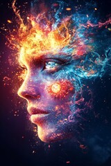 Ethereal Blaze A Captivating Portrait of Cosmic Energy and Deep Emotional Connection