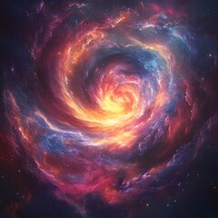 Dynamic Nebula with Swirling Colors Creating a Breathtaking Cosmic Scene