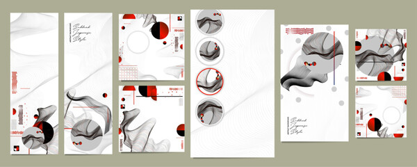 Poster design Japanese style templates set invitations to lines abstract background for book cover texture brochure