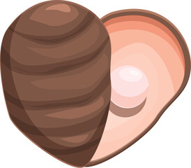 Beautiful, iridescent pearl sits nestled inside a half open oyster shell
