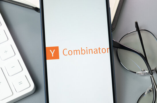 New York, USA - 30 August 2024: Y Combinator Logo on Phone Screen, Company Icon on Display