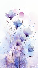 Watercolor painting of purple flowers