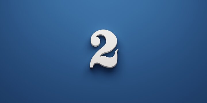 Minimalist white number 2 logo design on a blue background, representing simplicity and modern aesthetics