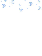 Blue snowflakes winter frame design on transparent background. Winter holidays decoration.