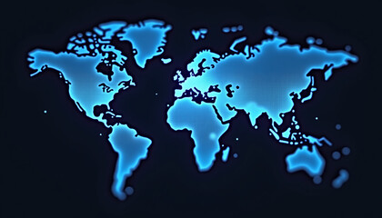 a world map with blue lights on it's sides