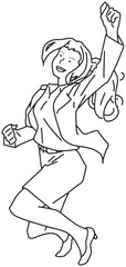 元気にジャンプするビジネスウーマン