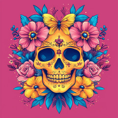  A skull and flowers
