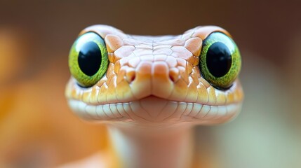 Fototapeta premium Funny cute snake with big green eyes