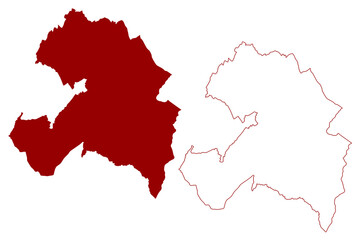 Veveyse District (Switzerland, Swiss Confederation, Canton of Fribourg or Freiburg) map vector illustration, scribble sketch Bezirk Vivisbach map