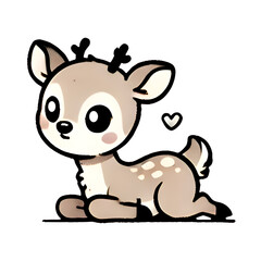 Fototapeta premium Cute playful deer cartoon illustrations, peeking on transparent background, on transparent background, logo characters for prints