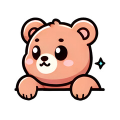 Obraz premium Cute playful bear cartoon illustrations on transparent background, peeking up high, logo characters for prints