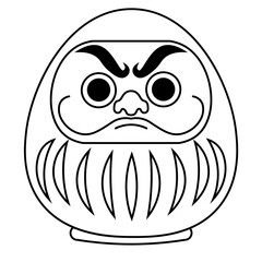 シンプルな達磨の線画イラスト