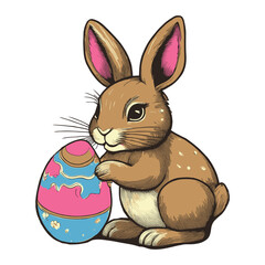 Playful Bunny with Colorful Easter Egg